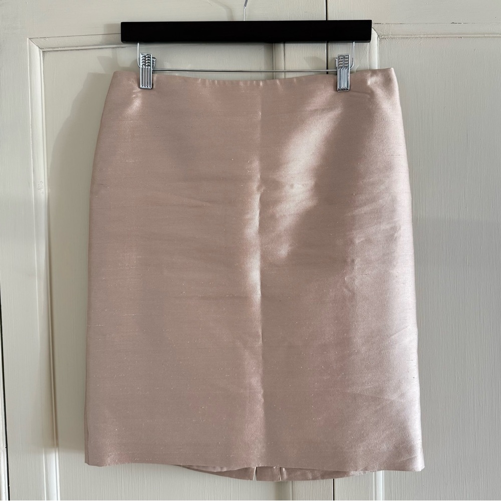 Talbots Champagne Taupe Silk Wool Pencil Skirt Size 10P
